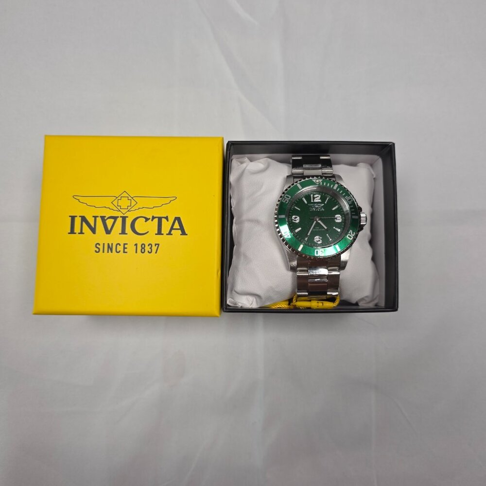 INVICTA Men Pro Diver 30020 Watch 43mm Green Dial‎ Silver Steel Quartz New Box - Picture 3 of 7